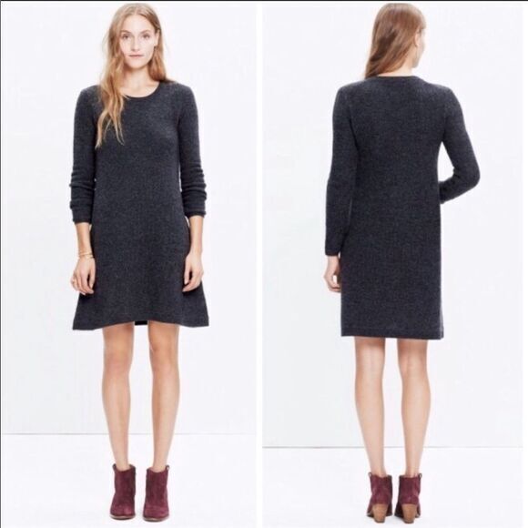 Madewell 100% Merino Wool Walkway Sweater Dress Black‎ Long Sleeve Size XS - Picture 1 of 7